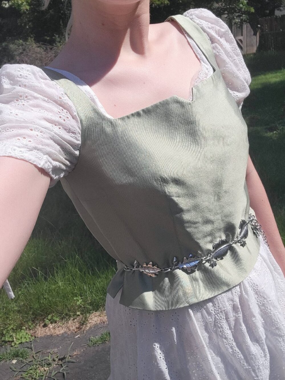 ₊˚🌿⊹ Worth silk wool blend sage green top ✧🌿˚.